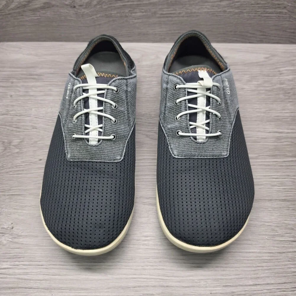 OluKai Nohea Moku Boat Shoes Mens Size 9.5 Gray Textile Mesh Sneakers Slip On